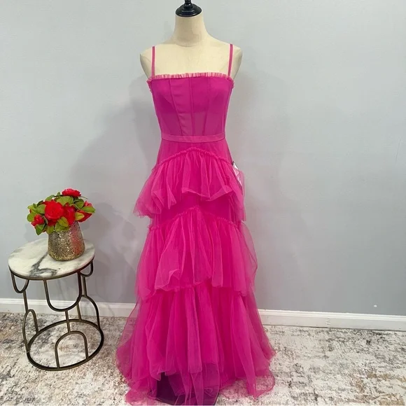 betsy and adam hot pink dress Amazon.com: Betsy & Adam Women's Long Mesh V-Neck Ballgown, Hot Pink :  Clothing, Shoes & Jewelry
